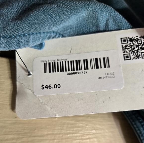 Flirty Fringe One Shoulder Fringe Long Sleeve Teal Top NWT - Picture 3 of 8